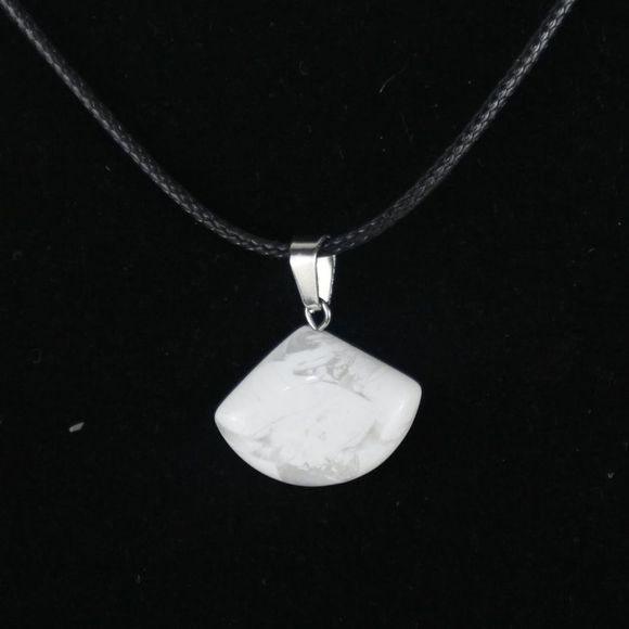 Tumbled Howlite Pendant on Black Cord Adjustable Necklace 9" - Picture 1 of 8